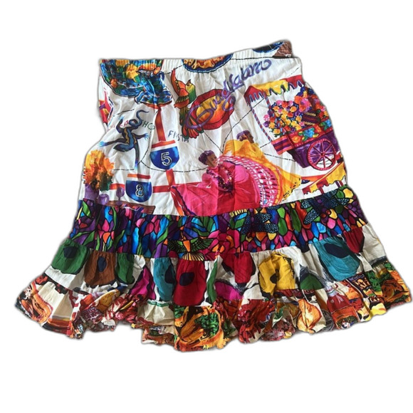 Jams World La Cocina Hattie Skirt Womens Medium 8 10 colorful stretch tropical - Picture 3 of 9